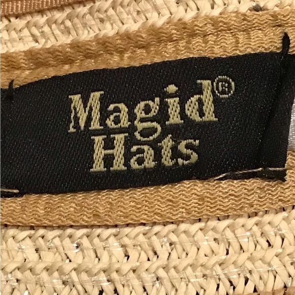 Magid Tan Cream Woven Paper Packable  Open Top Sun Hat with Bow - Picture 15 of 16